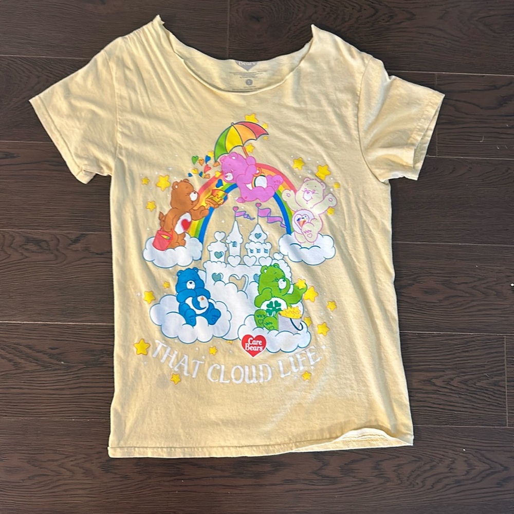 A care bear shirt cut at the top of the shirt!